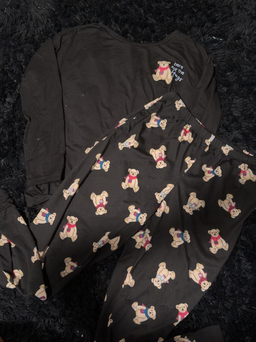 Black Bear-Print Pajama Set - Cozy Nights
